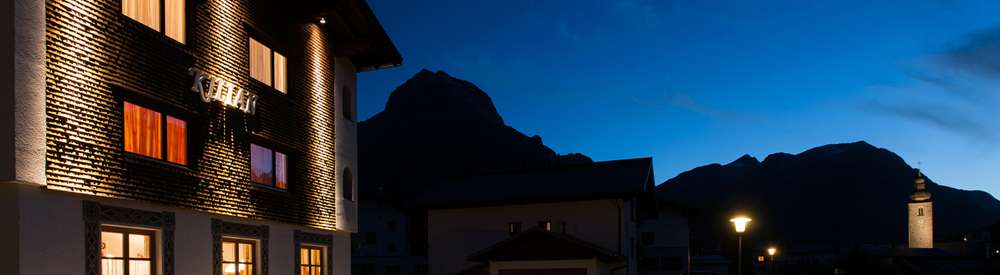 Winter Aussenaufnahme der Pension Kilian in Lech am Arlberg in Vorarlberg / Österreich.